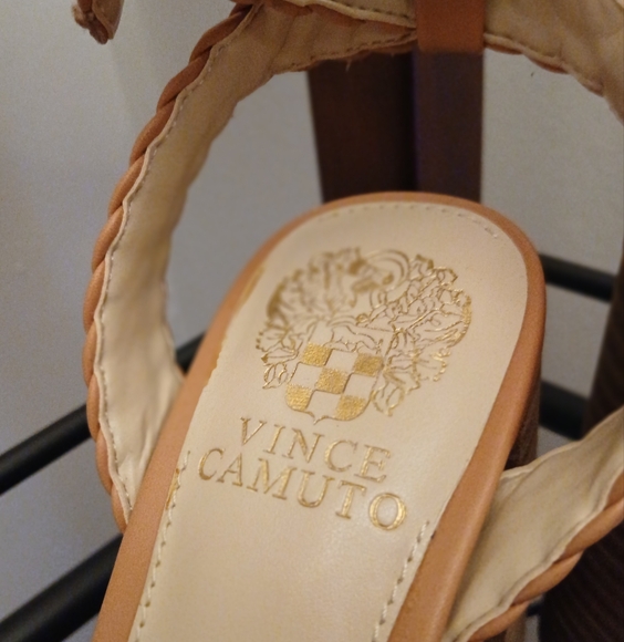 Vince Camuto Tan and Blue Wedge Sandals - Picture 2 of 4